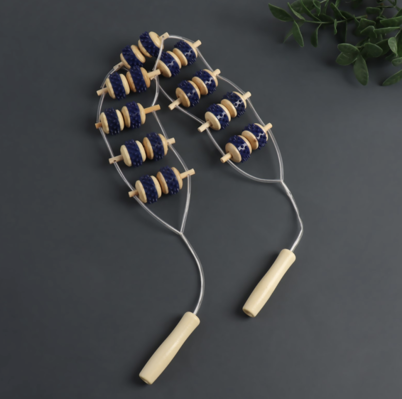 Массажёр-лента для спины, 9 звеньев, деревянный, с шипами, 84 x 7,5 x 3 см