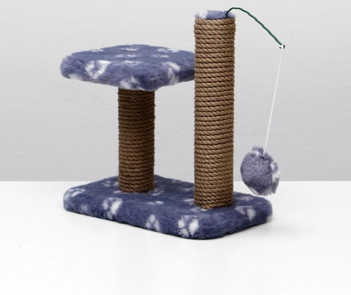 Когтеточка для котят двойная, 30 х 20 х 34 см, джут, серая с лапками Когтеточка для котят двойная, 30 х 20 х 34 см, джут, серая с лапками