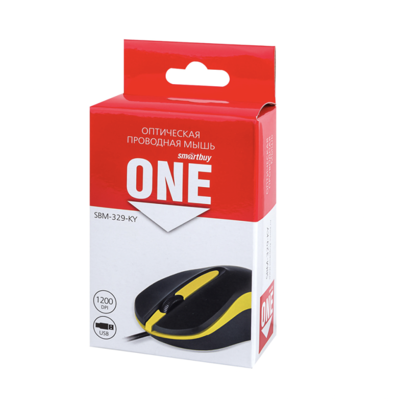 Мышь проводная Smartbuy ONE 329 черно-желтая