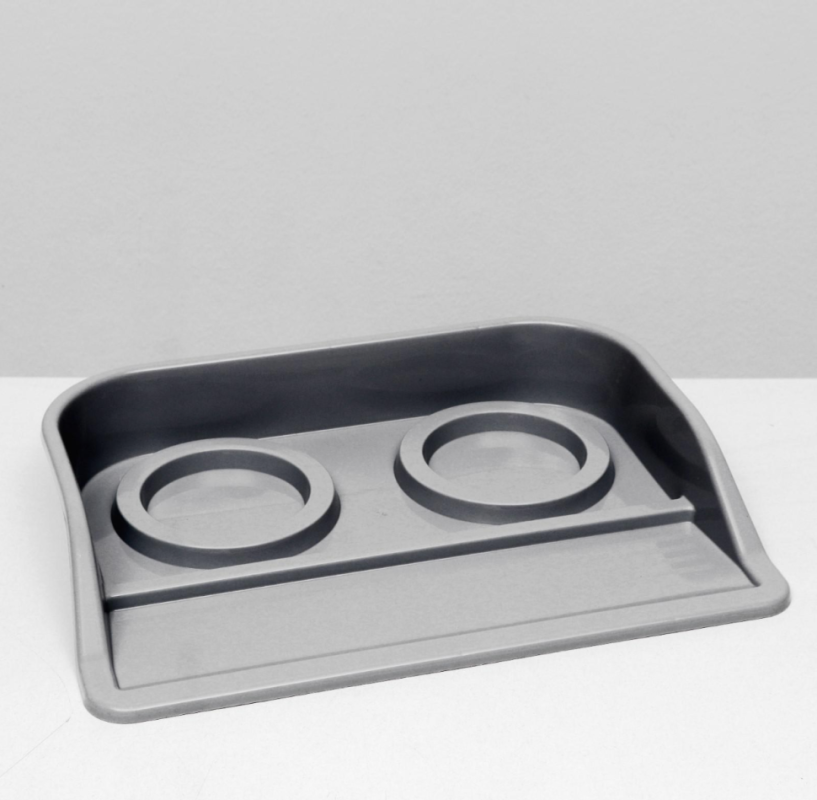 Миски с лотком "Феликс" 0,3 л, 41 x 30 x 6 см, серый лоток, белые миски