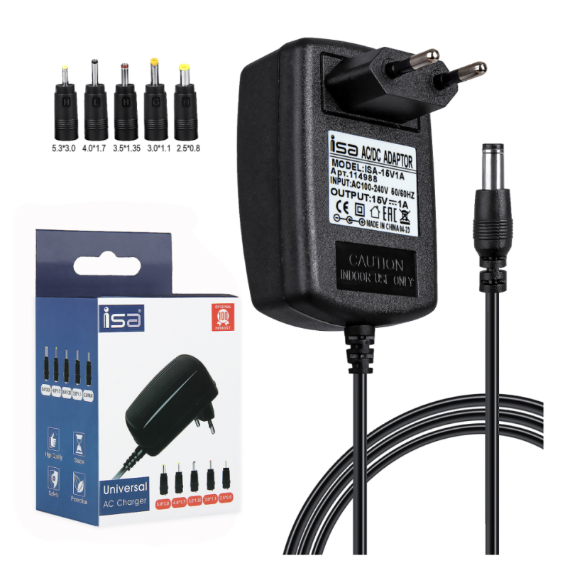 Блок питания 15V 1A с адаптерами