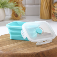 Контейнер складной с крышкой Доляна &laquo;Коста&raquo;, 400 мл, 12,5x9x6,4 см, цвет бирюзовый