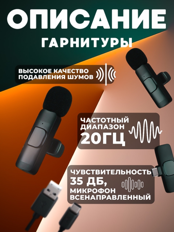Микрофон беспроводной Type-C K9 2 in1