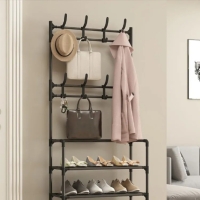 Обувница полка - вешалка напольная для прихожей четырехъярусная