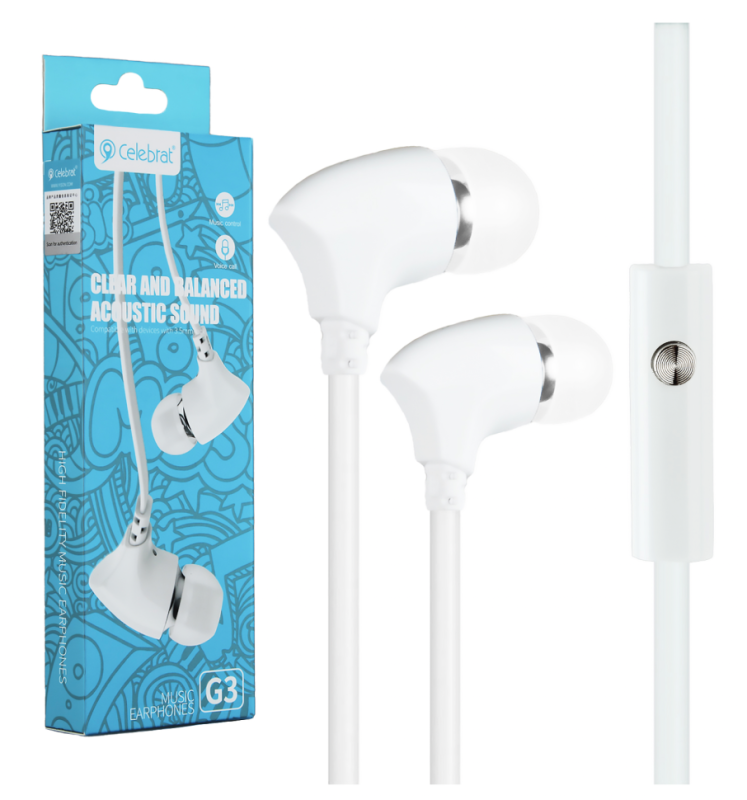 Наушники Celebrat G3 белые Наушники Celebrat G3 белые
