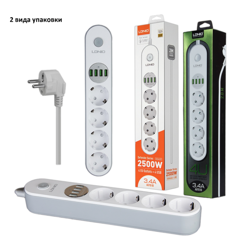 Сетевой фильтр на 4 розетки + 4 USB