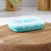 Контейнер складной с крышкой Доляна &laquo;Коста&raquo;, 400 мл, 12,5x9x6,4 см, цвет бирюзовый