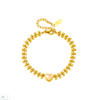 DIEYURO 316L браслет из нержавеющей стали золотого цвета с подвесками в форме сердца для женщин DIEYURO 316L браслет из нержавеющей стали золотого цвета с подвесками в форме сердца для женщин