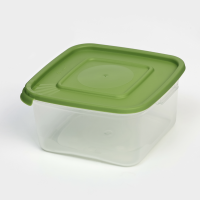 Набор контейнеров пищевых Доляна, 5 шт, 460 мл, 11x11x11 см, квадратные, прозрачные, крышки зелёные