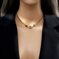 DIEYURO 316L нержавеющая сталь геометрический зеленый кристалл ожерелье браслет серьги для женщин (полный комплект)