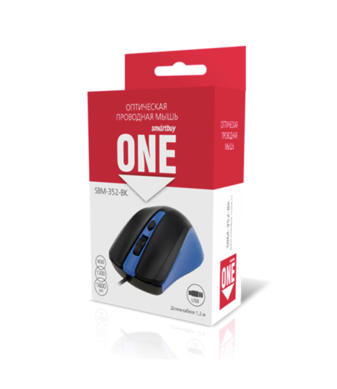 Мышь проводная Smartbuy ONE 352 сине-черная Мышь проводная Smartbuy ONE 352 сине-черная