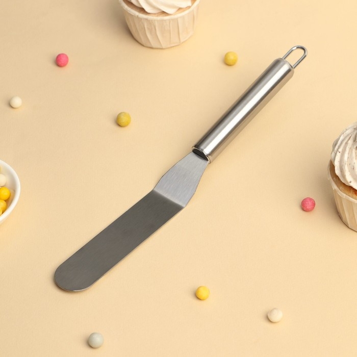Кондитерская лопатка - палетка изогнутая Доляна, 26,5x3 см, рабочая часть 14,5 см, цвет серебристый