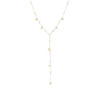 Длинное ожерелье DIEYURO из нержавеющей стали 316L с шариками золотого цвета