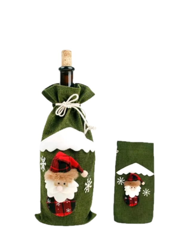 Новогодний чехол для бутылки праздничное украшение Дед Мороз