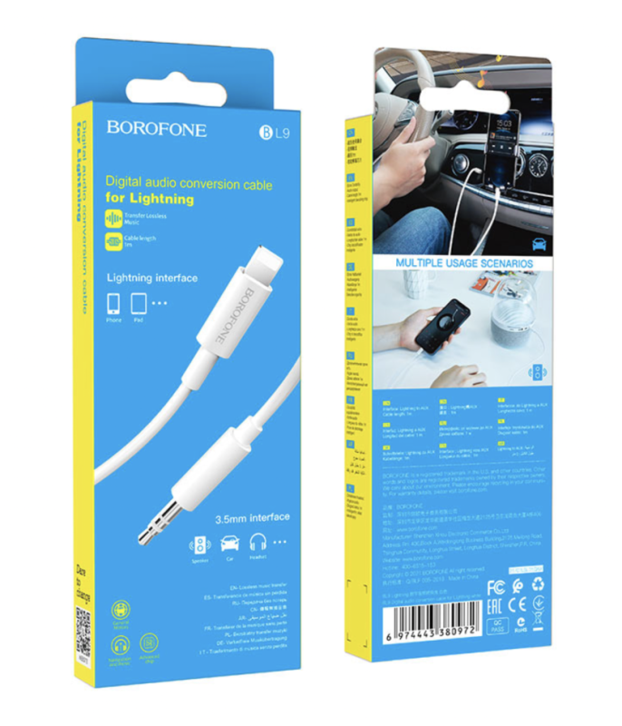 Кабель AUX BL9 Lightning 1M