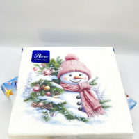 Салфетки бумажные Pero Prestige "Милый снеговик" 20л